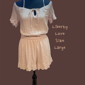 LIBERTY LOVE LIGHT PINK ROMPER SIZE LARGE VERY GENTLY WORN